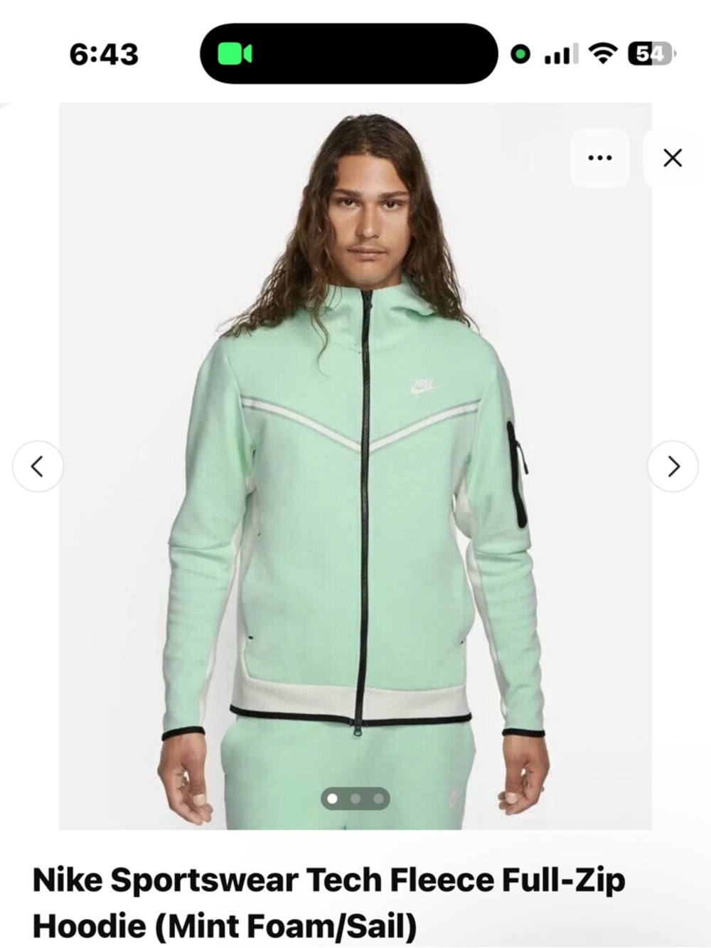 Nike Mint Foam Tech Fleece Full-Zip Jacket with Sail Accents